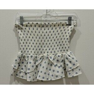 ZARA Women's Strapless Polka Dots & Ruffles Cropped Top - Size M